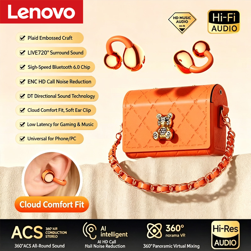 Laptop Accessories Headphones - Auricolari Bluetooth Lenovo Ear Clip V6.0