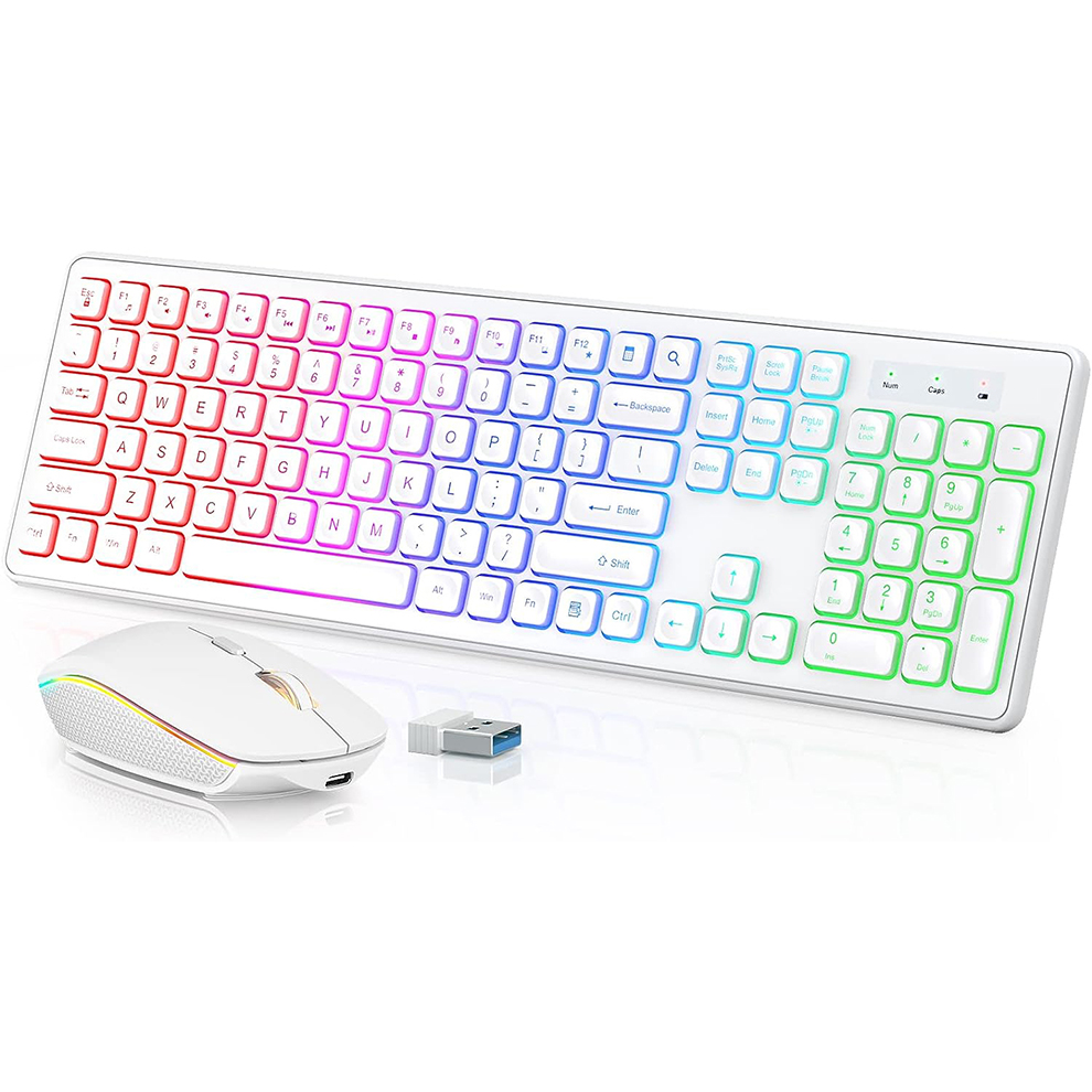 Laptop External Accessories - Tastiera e mouse wireless retroilluminati, tasti